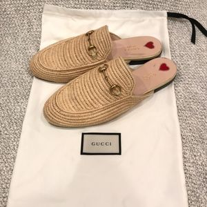 gucci princetown raffia slipper